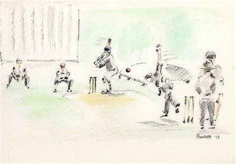 Cricket Scene 27 05 2013 Pauletteafarrell Watercolor