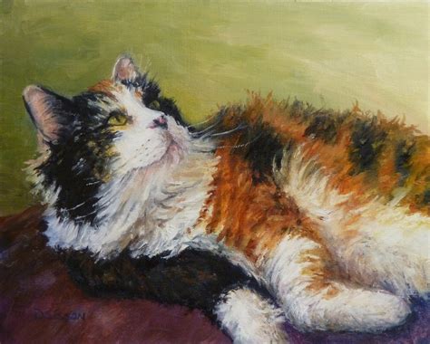 Daily Painting Projects Calico In Repose Oil Painting Cat Art Pets Animals