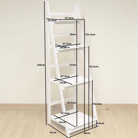 4 Tier White Ladder Shelf Display Unit Free Standingfolding Book Stand