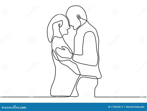 One Line Couple In Love Continuous Drawing Of Man And Woman With
