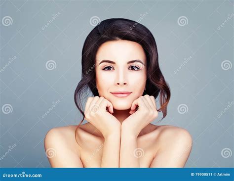 Healthy Beauty Cute Woman With Clear Skin Stock Image Image Of
