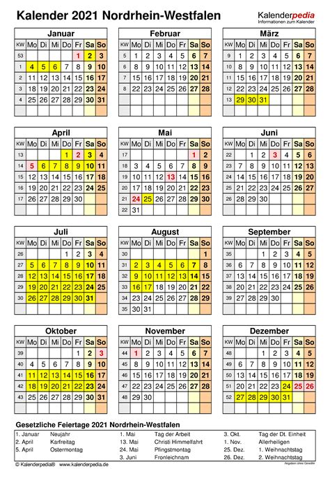 Kalender 2021 Nrw Excel Excel Kalender 2021 Kostenlos Download Free