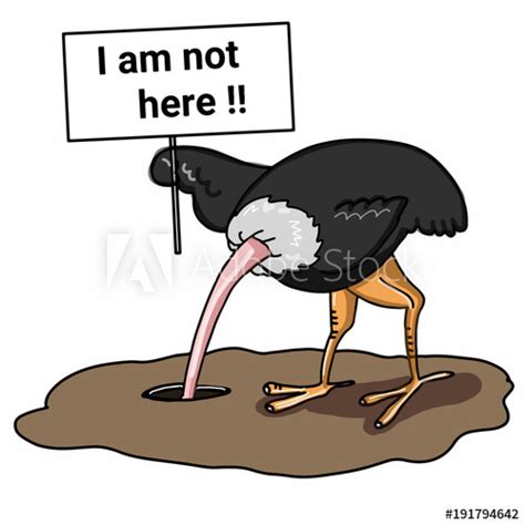 Cartoon The Ostrich Burying Its Head In The Sand And Text Buy This
