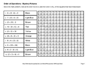 Order of operations color worksheet #1 by aric thomas these pictures of this page are about:order of operations. Order of Operations - Christmas EMOJI Color-By-Number Math Mystery Pictures