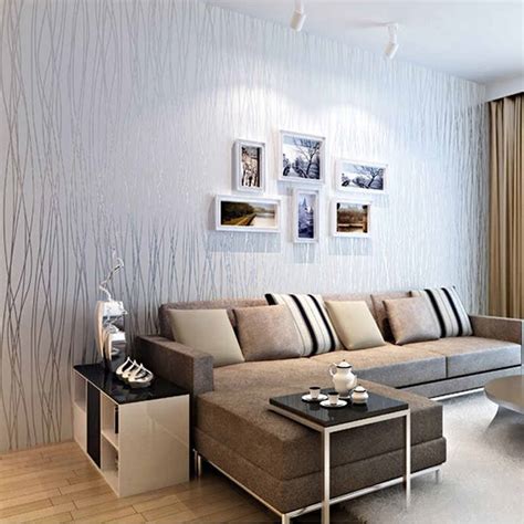 Non Woven Fashion Thin Flocking Vertical Stripes Wallpaper For Living