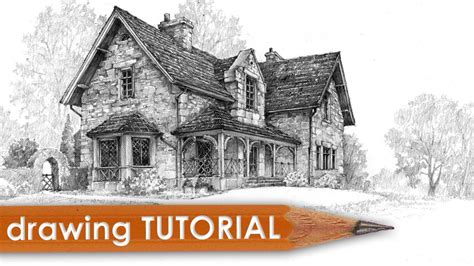 Drawing Tutorial How To Draw A Cottage House Youtube