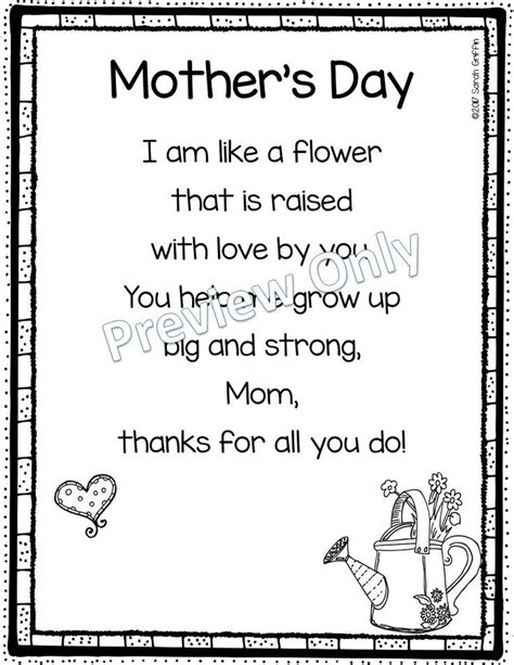 Mothers Day Like A Flower Printable Poem For Kids