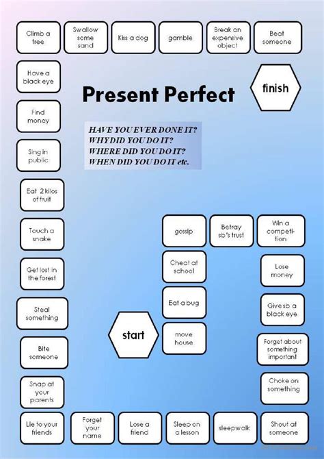 Present Perfect A Boardgame Board English Esl Worksheets Pdf Doc