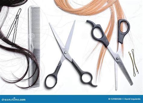 Two Scissors And Comb Barber With Hair Top Stock Photo Image Of