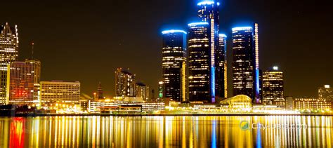 Detroit Skyline At Night