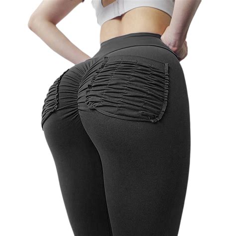 Fittoo Fittoo Gym Leggings Scrunch Ruched Butt Booty With Pockets High Waist Yoga Pant Workout