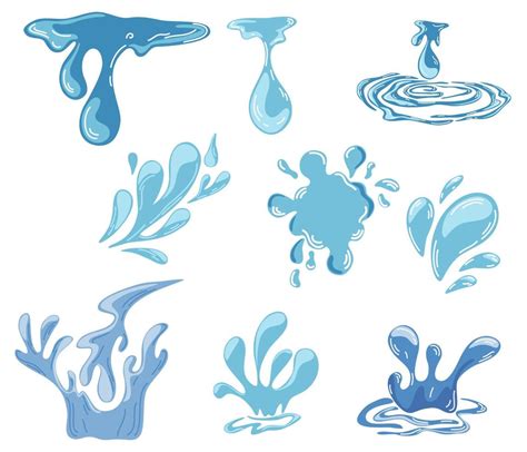 vatten olika vattendroppar uppsättning ikoner av flödande droppar vågor tårar stänk stänk