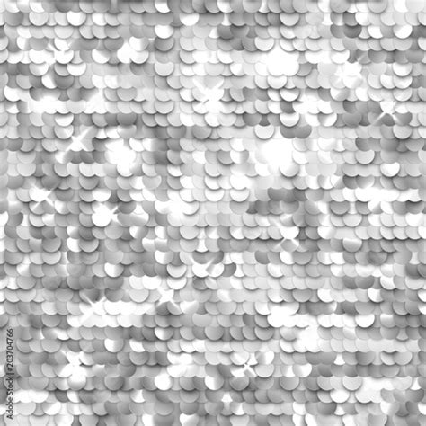 Seamless Silver Texture Of Fabric With Sequins Vector Eps10 Stock