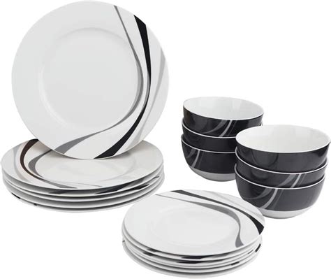 Amazon Basics 18 Piece Kitchen Dinnerware Set Dishes Bowls Service