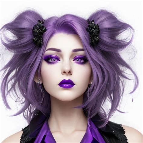A Woman With Purple Hair Purple Eyes Purple Lips Openart