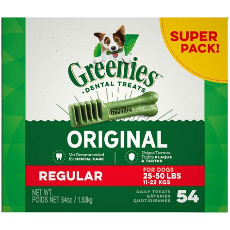 Greenies Original Regular Size Natural Dental Dog Treats 54 Oz Pack