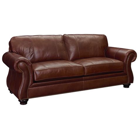 Broyhill Furniture Laramie Leather Sofa With Nailhead Trim Ahfa Sofas