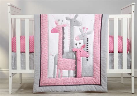 Giraffe Time Infant 3 Piece Crib Bedding Set Girl Nursery Bedding