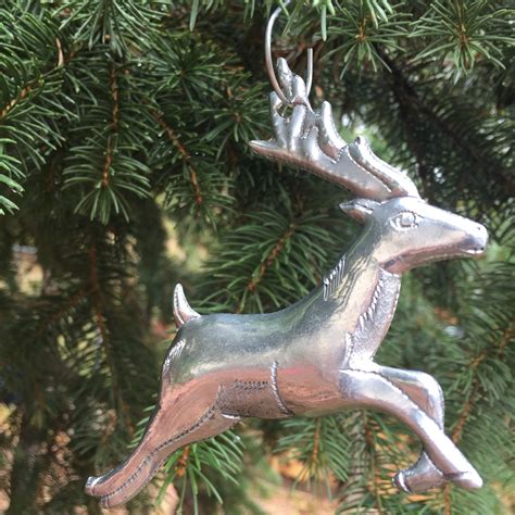 Handcrafted Aluminum Reindeer Christmas Tree Ornament