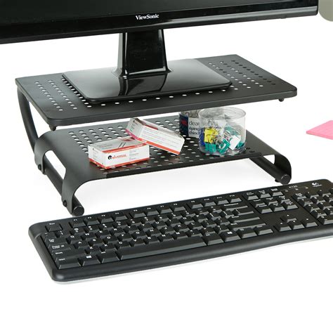 Mind Reader Monitor Stand Riser 2 Tier Ventilated Metal For Computer