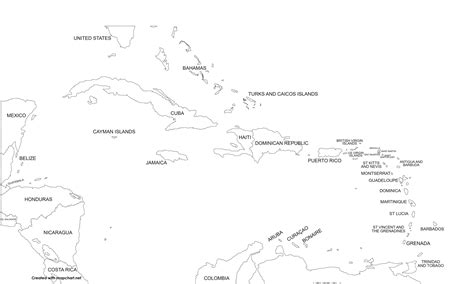 Blank Caribbean Islands Map