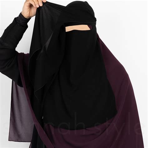 Purple Niqab 3 Layer Egyptian Niqab Eye Screen And Nose Bridge Muslim