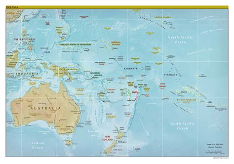 Large Detailed Political Map Of Australia And Oceania With Relief