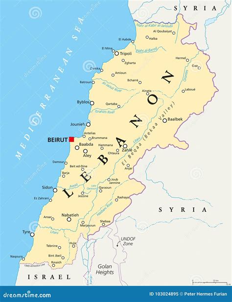 Lebanon Political Map Of Administrative Divisions Vector Illustration