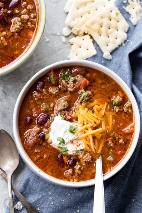 Serve this delicious pumpkin chili with sour cream, green onions or corn bread. Rich and hearty homemade Beef Chili Recipe loaded with ...