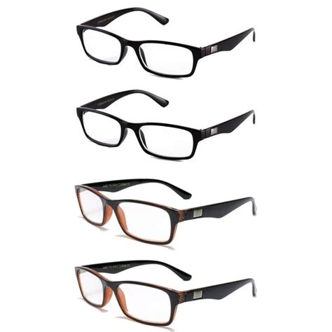4 pair rf9020 ig slim sleek temple design reading glasses 2 black and 2 brown 1 00 walmart