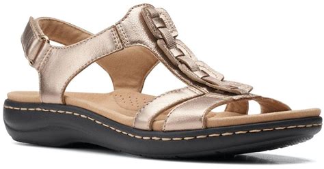 Clarks Laurieann Kay T Strap Slingback Sandals In Metallic Lyst