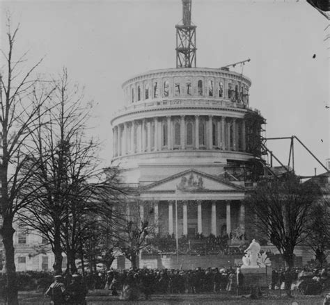 Us Capitol Dome Under Construction At Abraham Lincolns First Inaugural