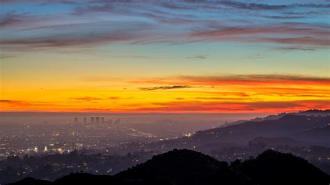 Colorful Los Angeles Sunset Taken From The Fith Park California