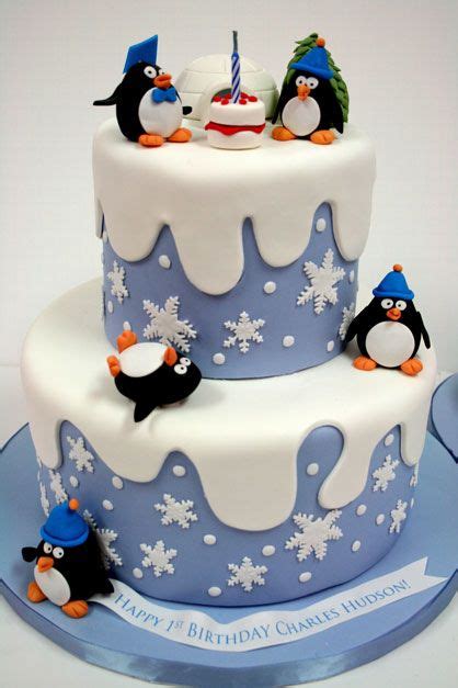 If you have a winter born baby, then go for a cake with christmas tree, candy cane, and snowflakes. 439 best Penguin Cakes images on Pinterest | Petit fours, Christmas cakes and Penguin cakes