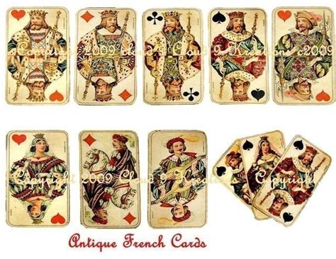Antique French Playing Cards Digital Collage Sheet