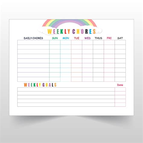 Printable Weekly Chore Chart Kids Daily List And Chore Chart Images