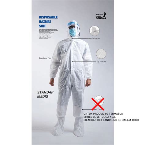 Jual Hazmat Suit Apd Warna Putih Anti Corona Disposable Baju Hazmat