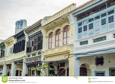 Old Houses in the Old Town of Georgetown, Penang, Malaysia Editorial