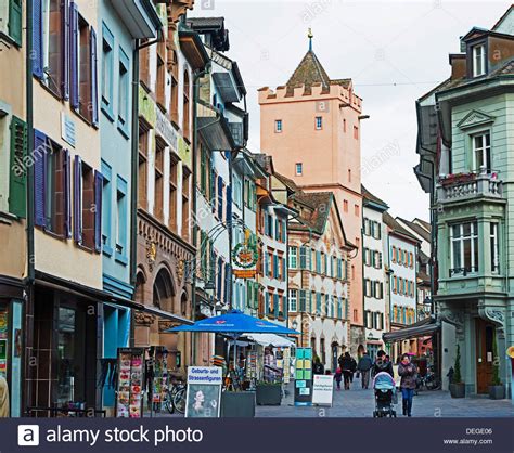 In der kafü würden 76 parkplätze wegfallen wenn dort schutzstreifen ausgewiesen. Medieval Old Town, Rheinfelden, Switzerland, Europe Stock ...