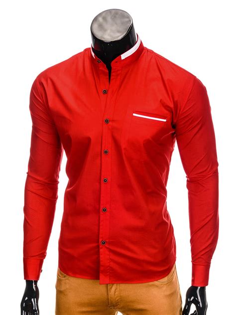 Mens Elegant Shirt With Long Sleeves K303 Red Modone Wholesale