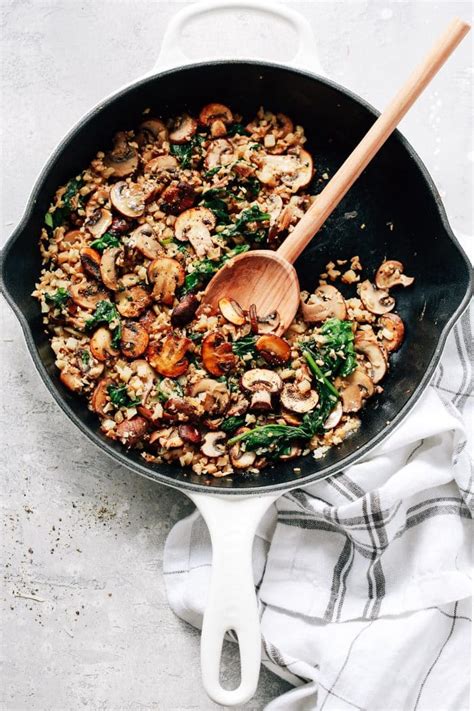 Mushroom Cauliflower Rice Recipe (Healthy, Easy & Delicious)