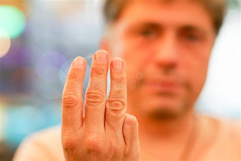 Man Hand Showing Three Fingers Stock Image Image Of Hand Focus