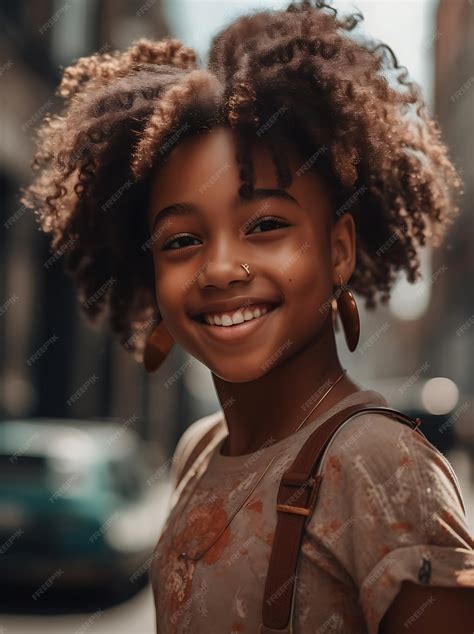 Premium Photo Smiling African American Girl Looking At Camera While
