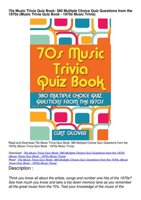 get [pdf] download 70s music trivia quiz book 380 multiple choice quiz questions from the 1970s