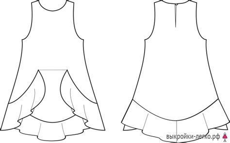 Готовая выкройка платья бебидолл Технический рисунок Платье бэби
