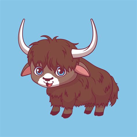 Illustration Of A Cartoon Yak On Colorful Background 9095709 Vector Art