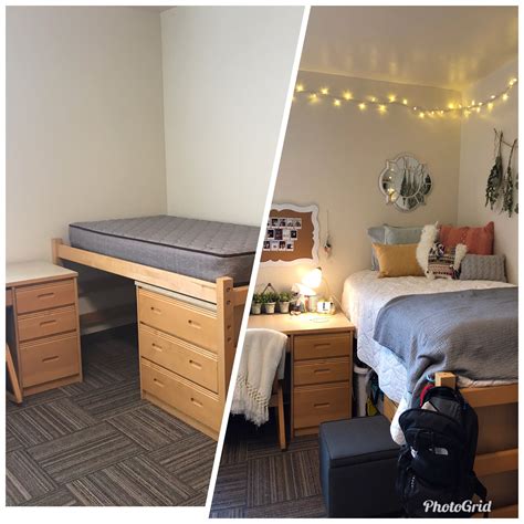 Girls Dorm Room Before And After Cozy And Cute Dorm In 2019 Cozy