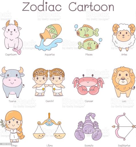 Cute Zodiac Cartoon Set Stock Illustration Download Image Now Istock