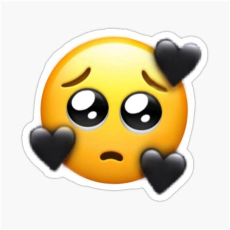 Pleading Face Sad Big Eyes Emoji With Hearts Sticker For Sale By