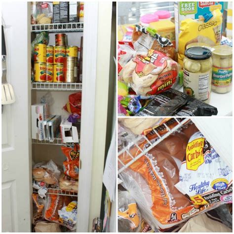 Three different doors add interest on the cupboard's. No Pantry, No Problem ~ Food Storage Ideas - Mom 4 Real